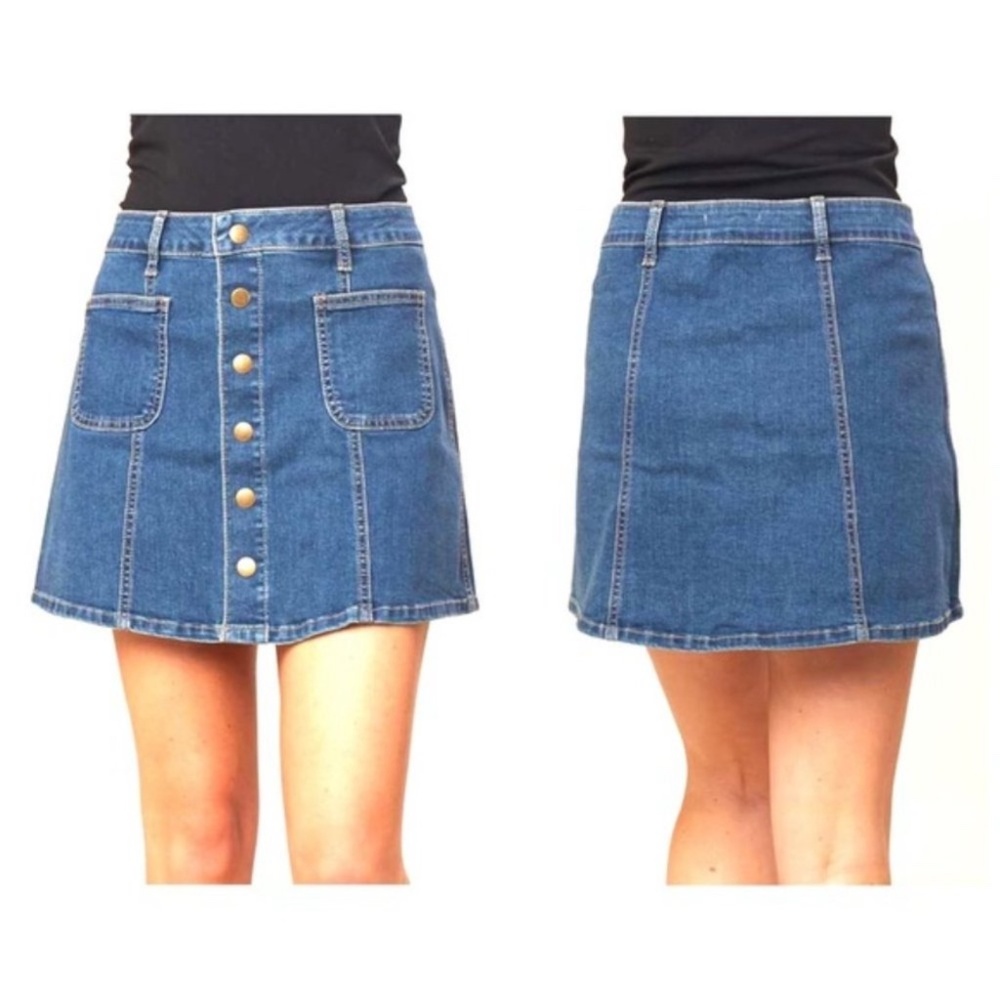 Altar'd State Denim Snap Button Mini Skirt XS